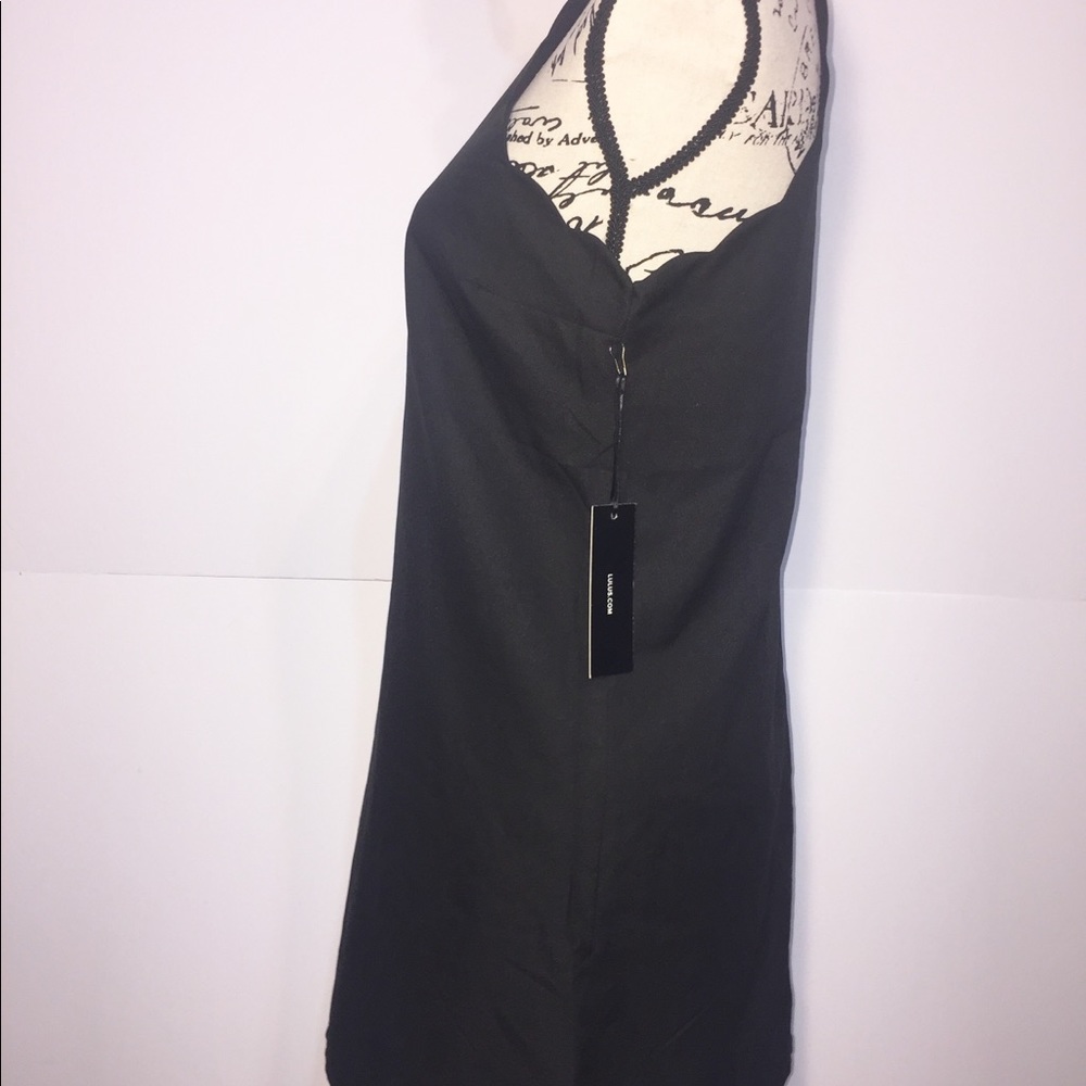 LuLus Midi Dress Black Sleeveless Scalloped Zip Up - Picture 2 of 4